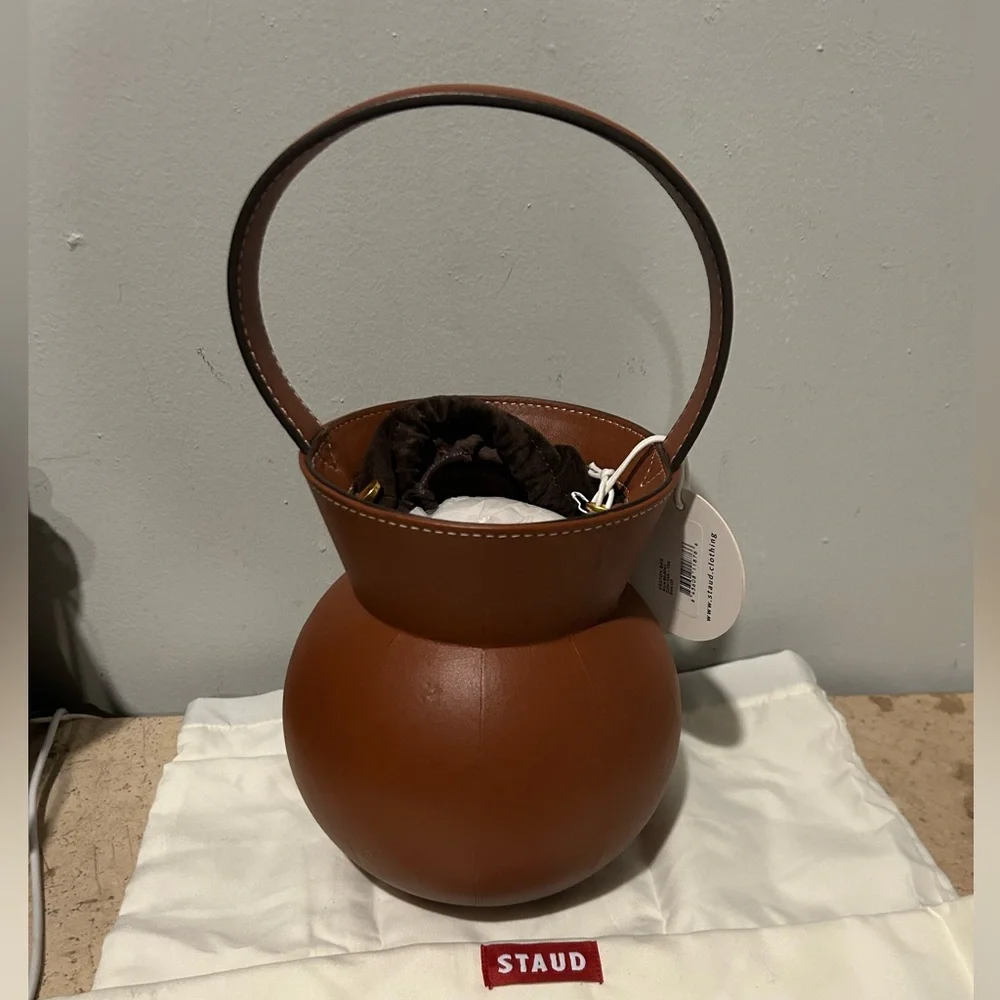 Staud Keaton Red  or brown Leather Bucket Bag or Staud Moreau Macramé Pu… - Picture 9 of 16